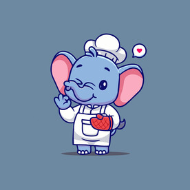 可爱小象厨师矢量卡通插画