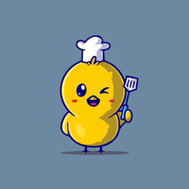 可爱小黄鸡矢量卡通插画