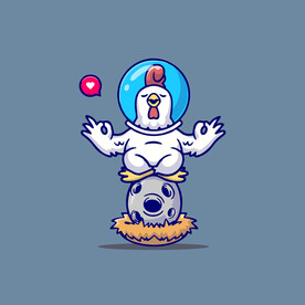 可爱小鸡修行者矢量卡通插画