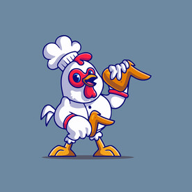 可爱小鸡厨师矢量卡通插画