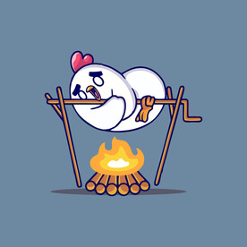 可爱小鸡烤肉矢量卡通插画