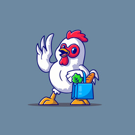 可爱小鸡菜篮矢量卡通插画