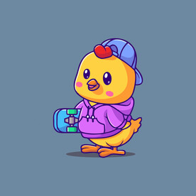 可爱小黄鸡矢量卡通插画