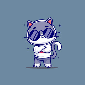 可爱小灰猫卡通矢量儿童插画