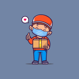 可爱外卖员矢量卡通插画