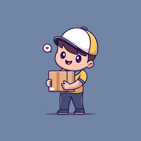 可爱外卖员矢量卡通插画