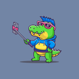 可爱鳄鱼矢量卡通插画