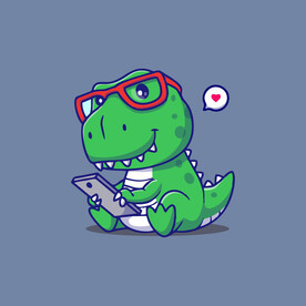 可爱霸王恐龙矢量卡通插画