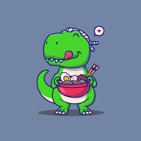 可爱霸王恐龙矢量卡通插画