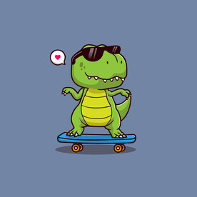 可爱霸王恐龙矢量卡通插画