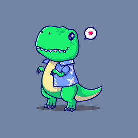 可爱霸王恐龙矢量卡通插画