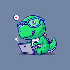 可爱霸王恐龙矢量卡通插画