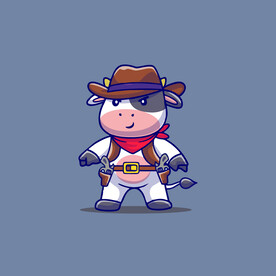 可爱奶牛花花牛矢量卡通插画