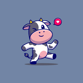 可爱奶牛花花牛矢量卡通插画