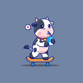 可爱奶牛花花牛矢量卡通插画