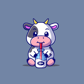 可爱奶牛花花牛矢量卡通插画