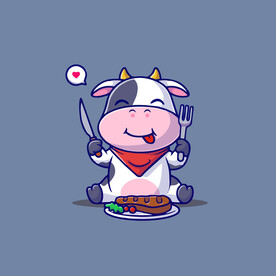 可爱奶牛花花牛矢量卡通插画