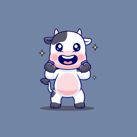 可爱奶牛花花牛矢量卡通插画