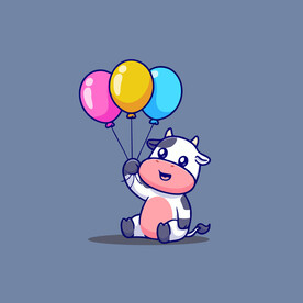 可爱奶牛花花牛矢量卡通插画