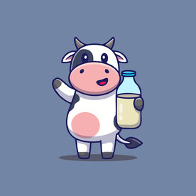 可爱奶牛花花牛矢量卡通插画