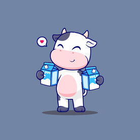 可爱奶牛花花牛矢量卡通插画