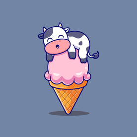 可爱奶牛花花牛矢量卡通插画