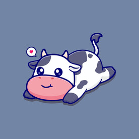 可爱奶牛花花牛矢量卡通插画