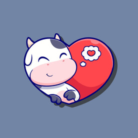 可爱奶牛花花牛矢量卡通插画