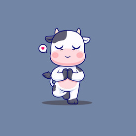 可爱奶牛花花牛矢量卡通插画