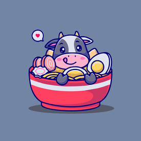 可爱奶牛花花牛矢量卡通插画