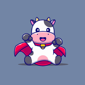 可爱奶牛花花牛矢量卡通插画