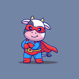 可爱奶牛花花牛矢量卡通插画