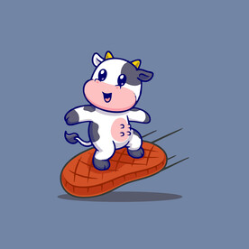 可爱奶牛花花牛矢量卡通插画