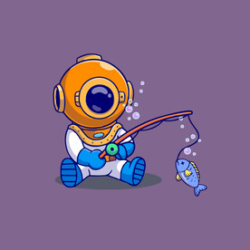 可爱潜水员矢量卡通插画