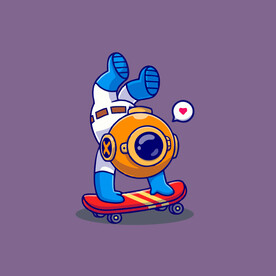 可爱潜水员矢量卡通插画