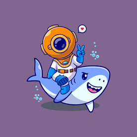 可爱潜水员矢量卡通插画