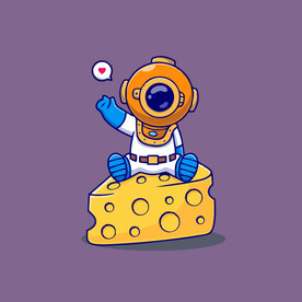 可爱潜水员矢量卡通插画