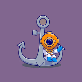 可爱潜水员矢量卡通插画