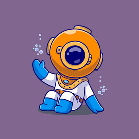 可爱潜水员矢量卡通插画