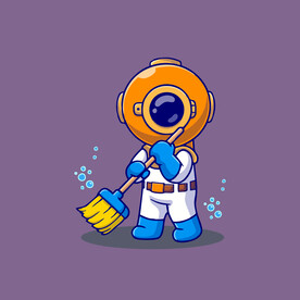 可爱潜水员矢量卡通插画