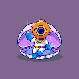 可爱潜水员矢量卡通插画