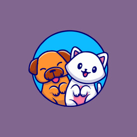 可爱宠物矢量卡通插画