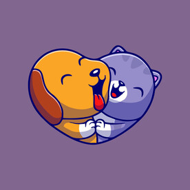 可爱宠物矢量卡通插画