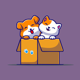 可爱宠物矢量卡通插画