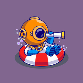 可爱潜水员矢量卡通插画