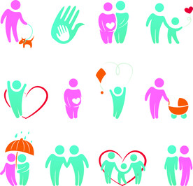 彩色家庭人物矢量