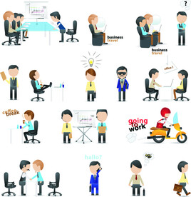 卡通商务办公会议人物