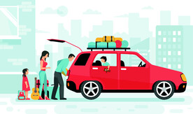 一家四口自驾游