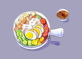 手绘果蔬沙拉盘