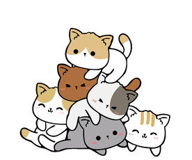 卡通叠叠猫白色